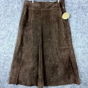 Valerie Stevens Separates A-Line Suede Skirt Womens 14 Brown Leather Cowgirl